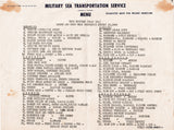 [FAREWELL DINNER & DAILY MENUS ABOARD USNS ELTINGE] Military Sea Transportation Service – Suggested menu for weight reducing. USNS Eltinge (T-AP 154) [2 menus] Salon and crew mess, Tuesday, August 12 & 13 1958. Farewell dinner = Veda yemegi.