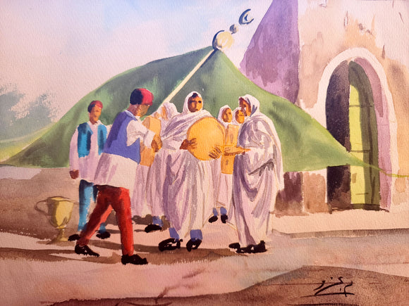 [ARABS / WATERCOLOUR] [Arab drummers]