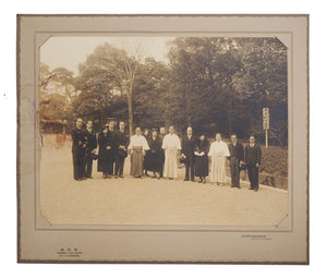 [TURKISH-JAPANESE RELATIONS / PHOTOGRAPHY] A large photograph depicting Turkey's Tokyo Ambassador Hüsrev Gerede (1884-1962) and his wife Lamia Hanim in a formal setting alongside Japanese foreign officials