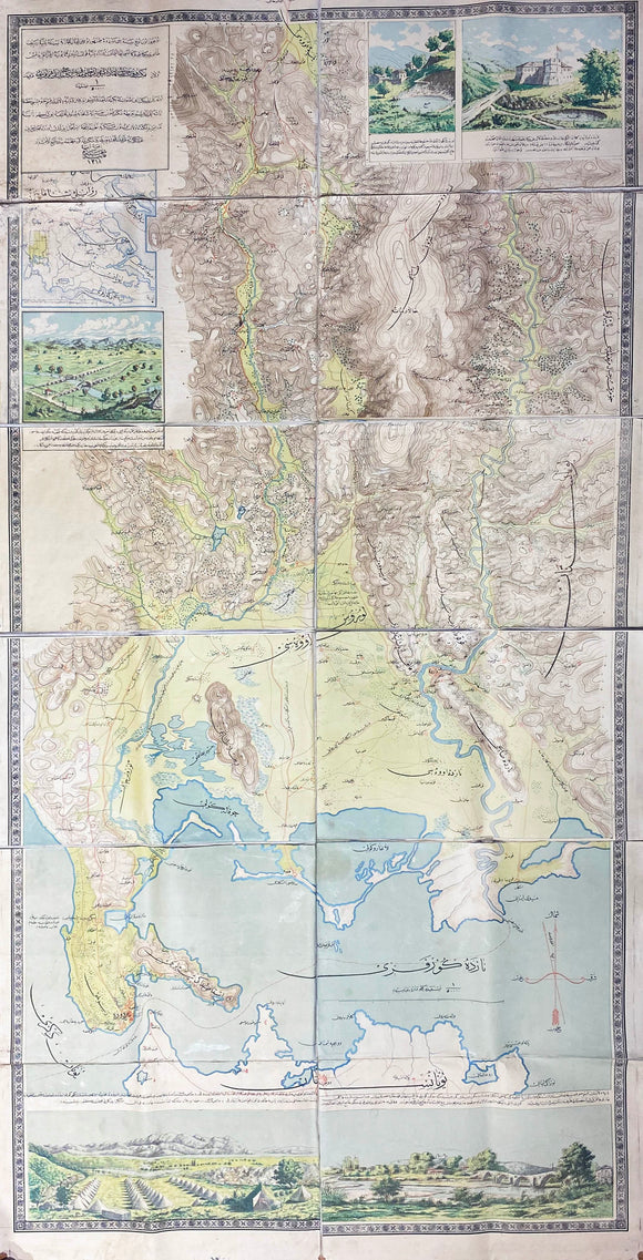 [MASTERPIECE WALL MAP OF OTTOMAN CARTOGRAPHY] Yunan Muharebesi'nde Yanya Redif Taburu Binbasi Yanya Vilâyeti'nin kism-i cenûbîsini harita. [i.e. The map of Ioannina by Major Halil Ibrahim [.] during the Greco-Turkish War in 1897]