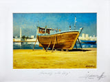 [DUBAI / LANDSCAPES] Four landscapes from Dubai: Young sailor, Scenery with ship, Farm in mountains, Old Dubai creek