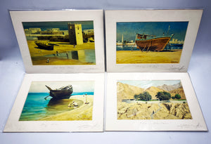 [DUBAI / LANDSCAPES] Four landscapes from Dubai: Young sailor, Scenery with ship, Farm in mountains, Old Dubai creek