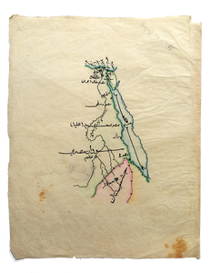 [EGYPT, HABESH [ETHIOPIA], SUDAN AND THE RED SEA] Manuscript map on a tissue paper of Egypt, Ethiopia, Sudan, Red Sea, circa 1890