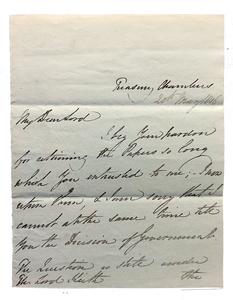 Autograph letter signed to Admiral Lord Keith, apologising for keeping the papers so long, stating that "the question is st" by Charles Arbuthnot