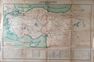 [FIRST COMPLETE ROAD MAP OF TURKISH REPUBLIC] Türkiye Devleti Nafia Vekâleti Umur-i Nafia haritasidir. [i.e. The map by Ministry of Public Works of the Turkish State].