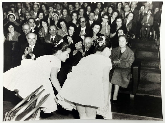 [MIDDLE EAST] Original photograph showing little ballerinas bowing to the audience including Ismet and Mevhibe Inönü