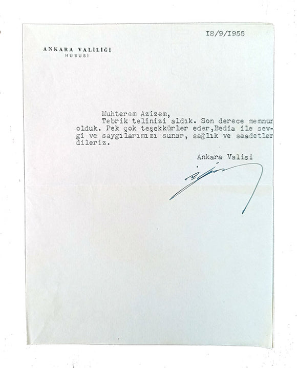 Typescript document signed 'Ankara Valisi C. Göktan'.