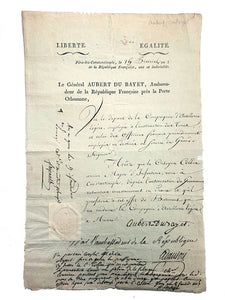 Autograph document signed 'Aubert du Bayet', with six other co-signatures by politic figures.