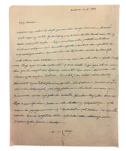 Autograph letter signed 'Esref Üren', sent to his unnamed painter friend, which mentions Ibrahim Çalli and Ziya Keseroglu, paintings sent to Çapa Exhibition.
