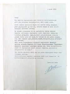 Typed letter signed 'Berk'.