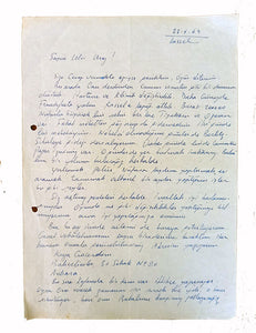 Autograph letter signed 'Dr. Orhan Asena', addressed to Ulvi Uraz, (1921-1974).