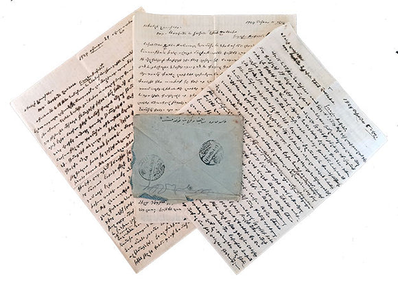 Collection of autograph letters in Armenian and one envelope in Ottoman Turkish with postal stamps signed 'Mihran Sahinyan'.